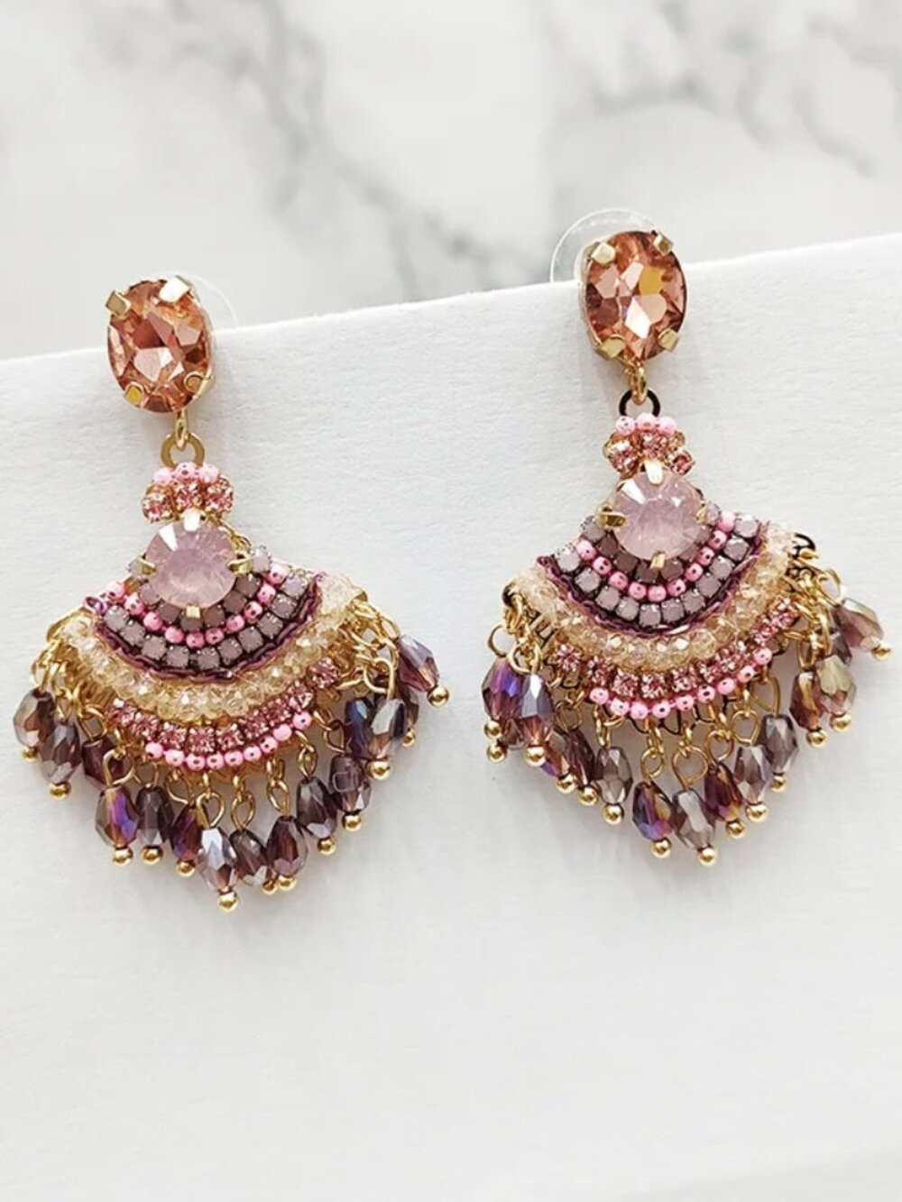 NWOT  Pink and Gold Boho Earrings